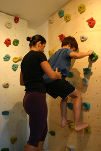 klettertraining an der Kletterwand